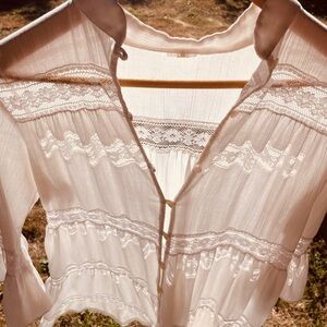 Elegant Cream Lace Trim Dress